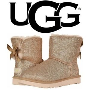 🚫SOLD🚫UGG Mini Bailey Bow Sparkle Glitter Gold